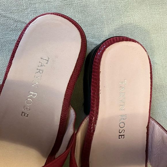 TARYN ROSE Mary Jane Style Thong Sandals in Red Leather - Picture 8 of 11